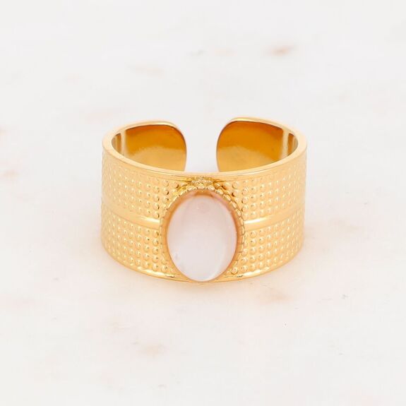Bague large - pierre naturelle ovale
