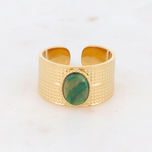 Bague large - pierre naturelle ovale