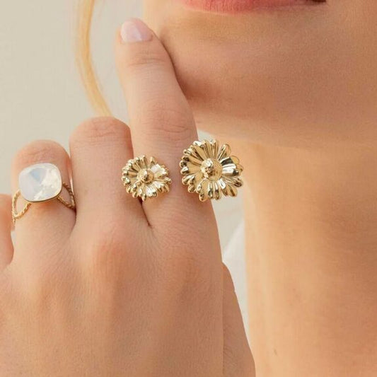 Bague ouverte Sia - double fleur