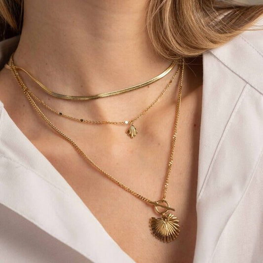 Collier Alma multirangs - feuillage et feuille de palmier