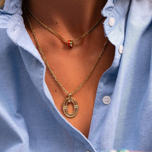 Collier Ayna - double anneau ovale lisse
